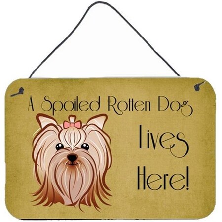 Carolines Treasures Carolines Treasures BB1452DS812 Yorkie Yorkishire Terrier Spoiled Dog Lives Here Wall and Door Hanging Prints BB1452DS812